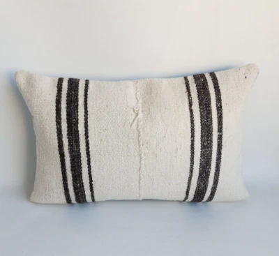 Funda de Almohada Kilim Natural, Funda de Almohada Kilim Turca Hecha a Mano 16x24 pulgadas Foto 1 de 4