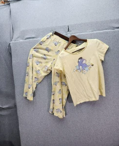 Disney Eeyore Pajama Set Womens M Yellow Sleepwear 100% Cotton - Picture 1 of 7