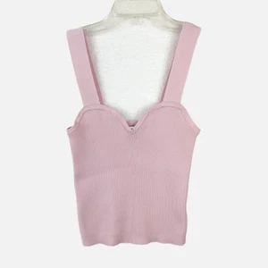 LUCY PARIS Pale Pink Ribbed Knit Sweater Tank Top Sweetheart Neckline Size XS - Picture 1 of 7
