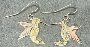 10K CCO Coleman Co Yellow Gold Rose Gold Hummingbird Oversized Earrings - Picture 1 of 9