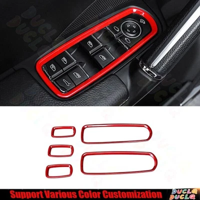 Panel elevador ventana coche rojo brillante para Porsche Cayenne 2011-2017 interruptor cubierta embellecedor Foto 1 de 4