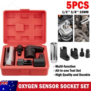 5 PC 1/2'' 3/8'' 22mm Oxygen Lambda Sensor Remove Socket Set Kit Thread Chasers - Picture 1 of 12