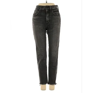 Moussy Vintage Sz 23 Black Frayed Hem High Rise Straight Leg Denim Distressed - Picture 1 of 7