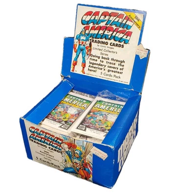 1x 1990 Capitán América Booster Pack - Imágenes de cómic Vengadores Marvel 50th Vintage Foto 1 de 2