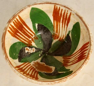 Antique Pottery Bowl Hand Painted Folk Art Designs American Pottery Bowl #2 - Imagen 1 de 18