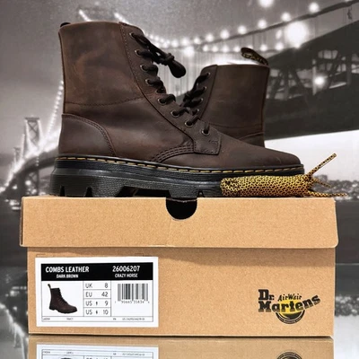 Dr. Martens - Botas Peines Cuero Marrón Oscuro - Para Hombre Talla 9 EE. UU. - 26006207 - Nuevas Foto 1 de 2