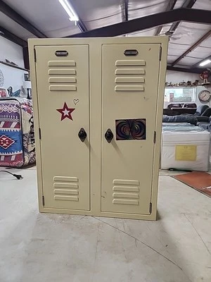 American Girl Doll Julie Tall Double Yellow School Locker Wardrobe Metal 2 Door - Image 1 of 4