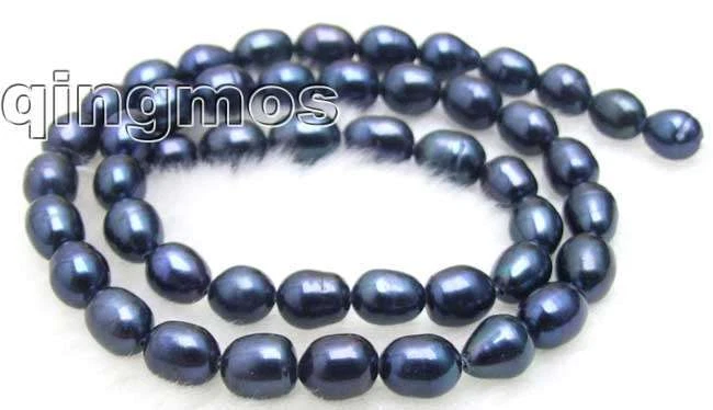 ПРОДАЖИ 6-7 мм супер блеск черный натуральный рис жемчуг прядь 14»-los461 Бесплатная доставка - Изображение 1 из 1