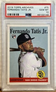 2019 Topps Archives #75 Fernando Tatis Jr. PSA Gm Mt. 10 San Diego Padres Rookie - Picture 1 of 2