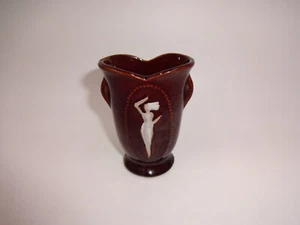 Vintage 1940er 1950er Jahre braun Made in besetztem Japan Miniatur Knospe Blume Vase Frau - Bild 1 von 6