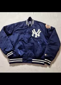 Vintage 90's New York Yankees Men's Medium Satin Starter Jacket - Picture 1 of 10