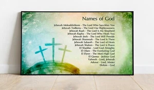 Names of God - Wall Poster Art Print - Scripture Spiritual Prayer Room Decor - Picture 1 of 10