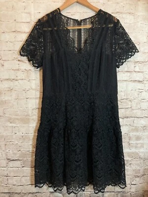 Kobi Halperin 连衣裙女式大号黑色全刺绣花边奇思索 — 第 1/4 张图片