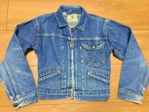 Wrangler 50s Vtg Denim Jacket 11MJZ CONMATIC Zip Made in USA Size 8 Kids - Picture 1 of 10