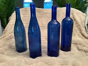 COBALT BLUE BOTTLE 12" TALL WINE BOTTLE EMPTY 76.7-.75L - Picture 1 of 5