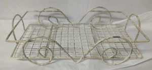 Shabby Chic Distressed White Metal Napkin Accessory Holder 9"x5" Rustic Decor - Picture 1 of 4