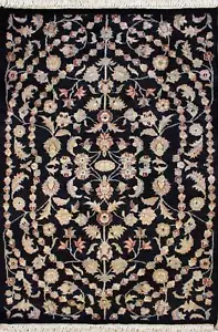 Rugstc 3x5 Pak Persian Black Area Rug, Hand-Knotted,Floral with Silk/Wool Pile - Picture 1 of 5