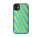 Turquoise Green and Golden Rubber Phone Case Horizontal Stripes Gold Dark i823