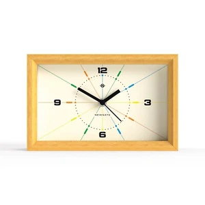 Newgate Hollywood Hills Mantel Clock - Light Oak With Multicolour Dial Markers - Picture 1 of 2