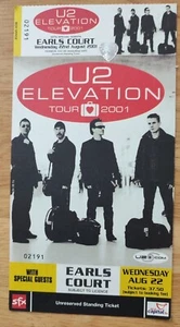 Rare U2 ELEVATION TOUR COMPLETE ticket stub 22nd August 2001 London Earls Court - Picture 1 of 2