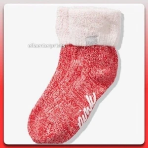 Victoria's Secret Pink Red White Cozy Lined Crew Socks - Picture 1 of 3