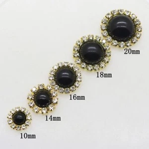 10pcs Black Pearl Imitation Button Round Snap Buttons Clothing DIY Decorations - Picture 1 of 12