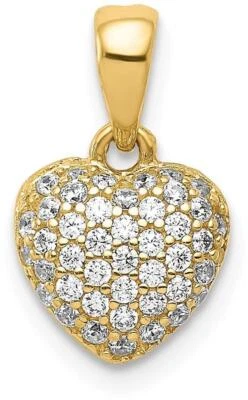 14K Yellow Gold Polished CZ Heart Pendant - Изображение 1 из 4