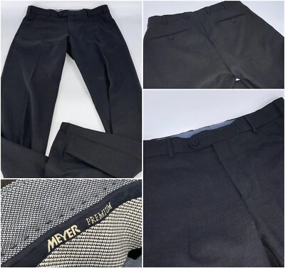 Meyer 现代裤子 33x32 深灰色羊毛聚乙烯莱卡平前罗马尼亚 YGI C3-49 — 第 1/4 张图片