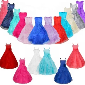 Flower Girl Princess Dress Kids Party Pageant Wedding Bridesmaid Gown Dresses - Picture 1 of 71