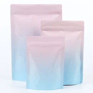Bolsas de embalaje rosa Mylar bolsas de papel de aluminio azul vacías bolsas de degradado pastel bolsas de pie - Imagen 1 de 7