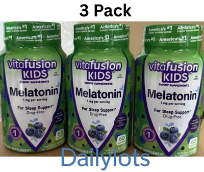 VitaFusion Kids Melatonin 60 Gummies Each Blueberry 3 PACK old stock - Image 1 of 2