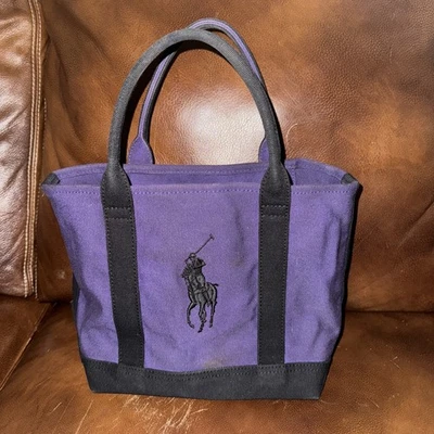 Bolso de Mano Ralph Lauren Mano Lona Poni Bordado Logo Púrpura Envío Gratis Rápido Foto 1 de 4