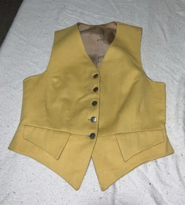 BRITTANY brand fox Hunting Canary Vest 0/2 Gold Horse Buttons Vintage 32” Wool - Picture 1 of 8