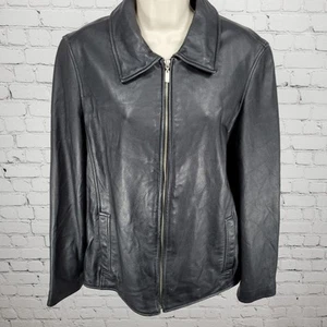 New York By Winlit Black Genuine Soft Leather Full Zipped Jacket Size Large L - Picture 1 of 24