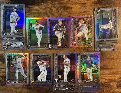 Lote paralelo de 22 tarjetas Topps MLB Fanatics Box 2025: logotipo Topps, lámina holográfica rosa Foto 1 de 4