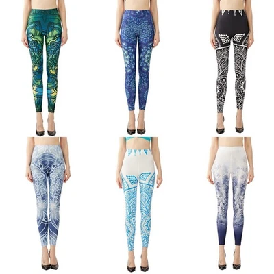 Pantalones de yoga para mujer estampados cintura alta mantecosos suaves cómodos moda calzas básicas Foto 1 de 4
