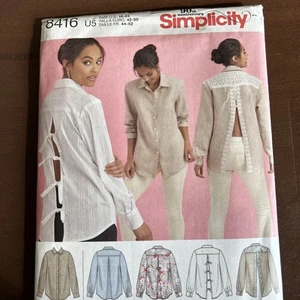 Simplicity Pattern 8416 Misses Shirt With Back Variations Sz 16-24 - Picture 1 of 3