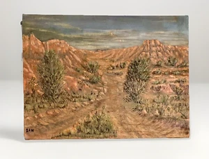 Original Oil Pinting on Canvas, Desert Landscape, Signed Ben 12" x 16" - Picture 1 of 6