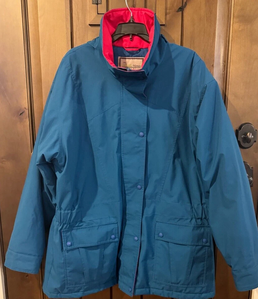 Abrigo Chaqueta Vintage Cabela's Gore-Tex Años 80/90 Retro Azul/Rosa Borde Para Mujer XXL Foto 1 de 4