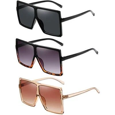 Gafas de sol 3 piezas para mujer hombre marco grande retro cuadradas Foto 1 de 4