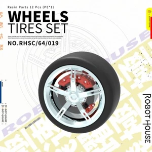 Robot House 1/64 3D Druck Resin RÄDER REIFEN SET & BREMSSATTEL MUSCLE CAR REAL - Bild 1 von 3