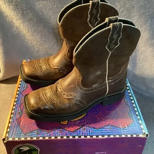 Women's Justin Gypsy Boots Brown Flower Embossed L9618 Size 8 1/2B - Picture 1 of 8