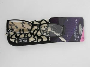 FOSTER GRANT MAGNIVISION WOMEN'S BLACK READING GLASSES W/CASE TATUM - Picture 1 of 4