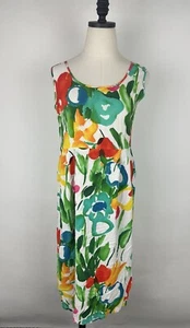 Vintage JAMS WORLD Dress Womens Small Colorful Floral Print Sundress 90s STAINS - Picture 1 of 12
