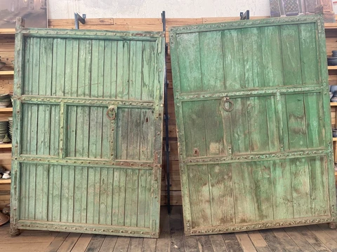 Vintage Moroccan Wooden Door,Wall door, Decor Door, Green Door,Authentic door Cover