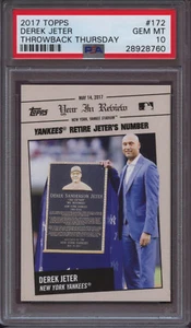 2017 Topps Throwback Thursday 172 Derek Jeter PSA 10 Gem Mint Low Pop - Picture 1 of 10