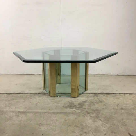 Mid-Century Brass and Glass Coffee Table after Leon Rosen For Pace Collection Cover