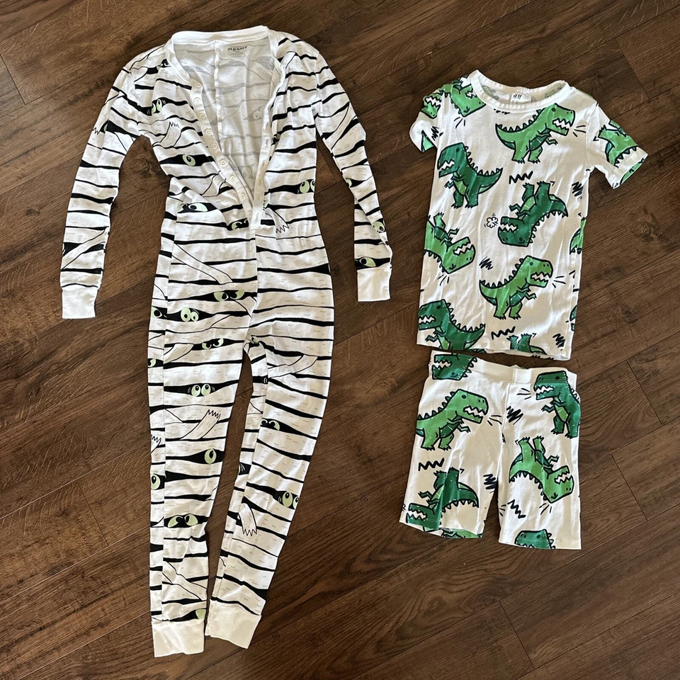 Lote 3 Pijamas Pantalones Cortos Niños Halloween Dinosaurio Talla 10 Juventud H&M Antiguo Azul Marino Foto 1 de 4