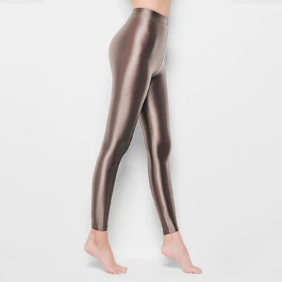 AMORESY Women's Sexy Nylon Spandex Glitter Satin Glossy Opaque Shiny Leggings - Image 1 of 4