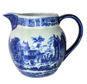 Jarra de piedra de hierro de colección Transferware de 7" de alto azul blanco decoración del hogar coleccionable - Imagen 1 de 15